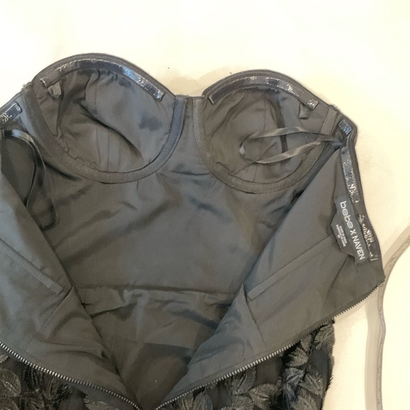 BEBE X NAVEN Strapless Bustier Maxi Dress Embroidered Body Black Size 00 - Picture 9 of 16